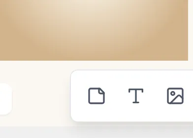 Toolbar flottante du Canvas — boutons icônes pour ajouter Note, Texte, Image, Lien, Fichier, Tâches, Colonne, Tableau, sous-tableaux, Forme, Ligne, Flèche, Dessin
