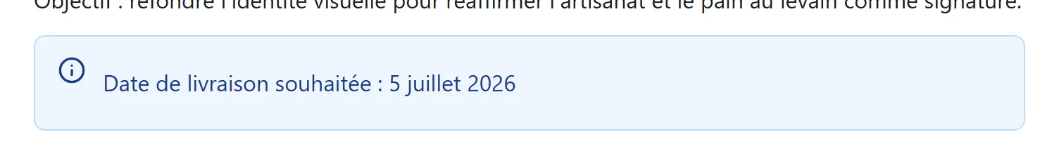 Encadré Info (bleu) avec icône (i) et texte