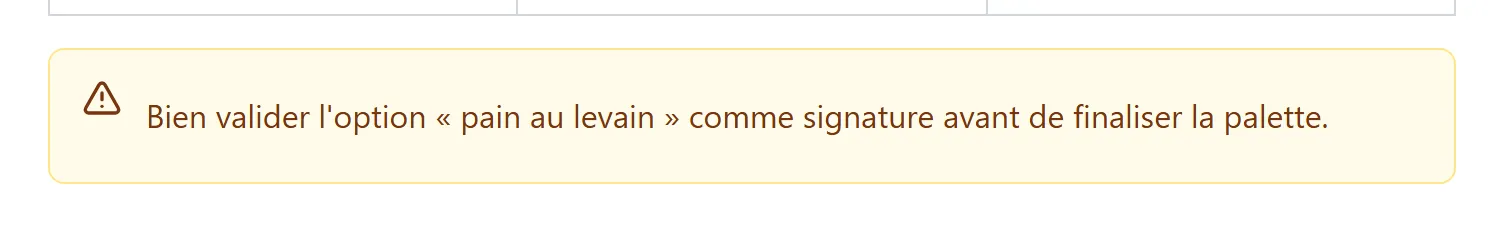 Encadré Attention (orange) avec icône triangle et texte